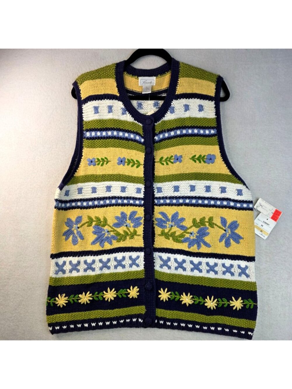 Vintage Foxcroft Embroidered Cottagecore Sweater Vest Size XL Multicolor Prairie